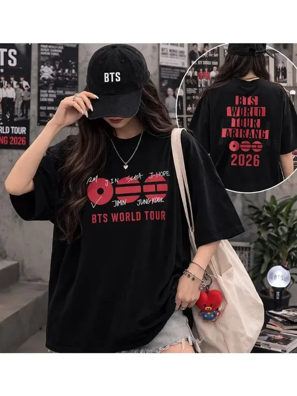 AliExpress - 2026 Neues BTS Arirang World Tour Grafik-Unisex-Shirt aus 100 % Baumwolle, Kindergrößen erhältlich, Kpop Sommer Herren- und Damenmode-T-