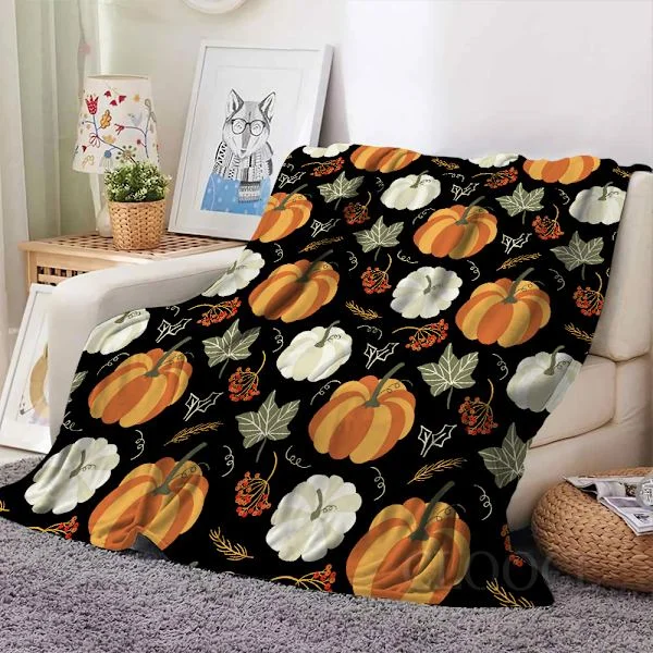 Halloween-tæppe - Flanneltæppe 3D-mønster Trick or Treat Græskar Spøgelse 50"x60" - Til fest Sofa Senge Stue Stil 2