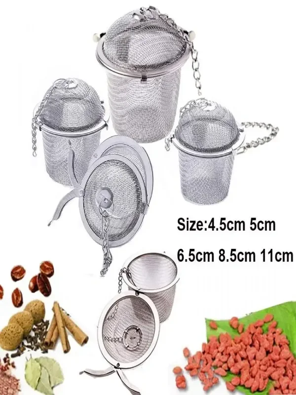 AliExpress - Passoire à thé et épices, boule d'assaisonnement, boule à herbes en maille, bouilloire en acier inoxydable, filtre à thé verrouillable, 