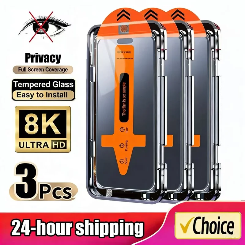 AliExpress - 3er-Set Blickschutz-Displayschutzfolie für iPhone 17 Pro 13 12 11 14 15 16 Pro Max 17 Air XS XR Plus – Anti-Spionage, einfache 