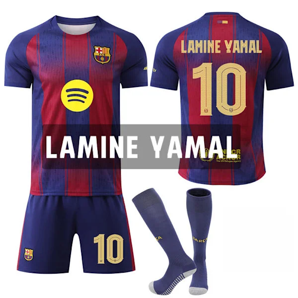 25-26 FC Barcelona Hjemmetrænings Trøje NR.10 LAMINE YAMAL Trøjer Børn Voksen Fodboldudstyr med Strømper NR.10 NR.10-FO-