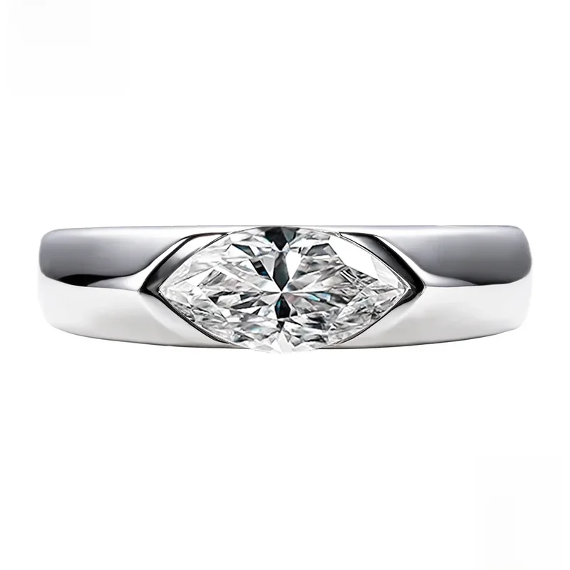 AliExpress - AnuJewel 1ct Marquise coupe D couleur Moissanite diamant bague de fiançailles hommes bague de mariage en argent pour femmes bijoux 