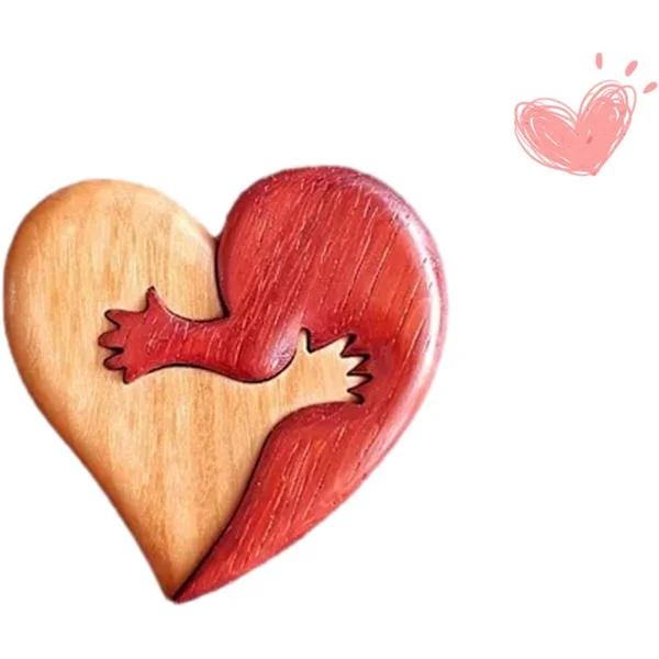 Et kram fra mit hjerte til dig Håndlavede træskæringer, Et kram fra mit hjerte til dit, Lommekram Træhjerte Gave til ham og hende Valentinsdag