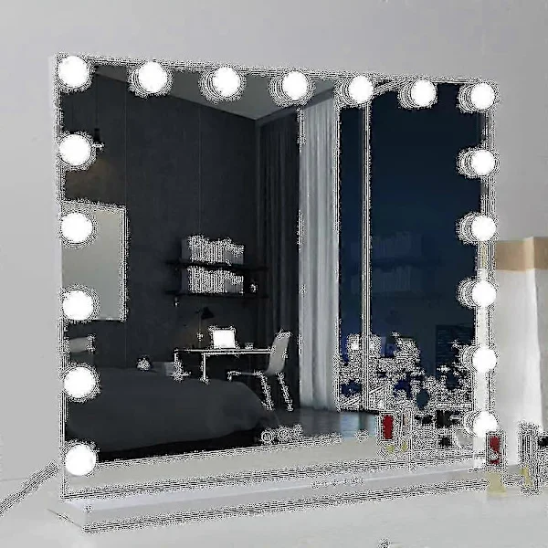 70 x 55 cm Hollywood Sminkspegel med Lampor 3 Färglägen 14 Dimbar LED-lampor, Stor Kosmetisk Sminkspegel Endast Lampor -JRDG