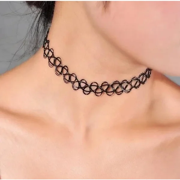 12 stk svart fiskesnøre Choker Tattoo Halskjede Perle (FMY) Svart