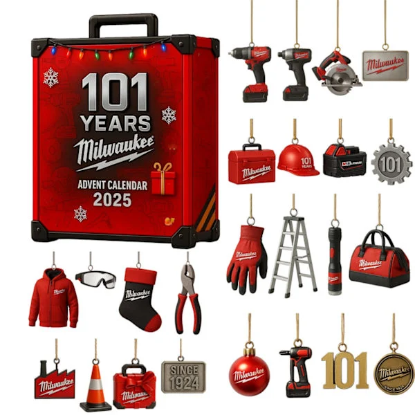 Milwaukee 101st Adventskalender, julegave i form av et 2D akryl ornament til å henge opp, den perfekte julegaven for Milwaukee-fans(su)