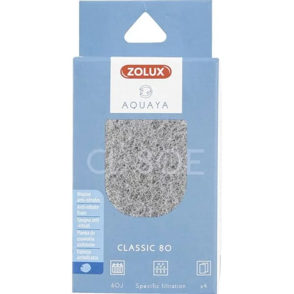 Filter for pump classic 80, filter CL 80 E anti-nitrate foam x 4 for aquarium - zolux