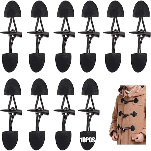 Hornknap Læder 10PCS Hornknap Duffle Coat Lukning Pu Læder Horn Toggle Lukning Resin Toggle Lukning Knapper Frakke Jakke Syning DIY Knap