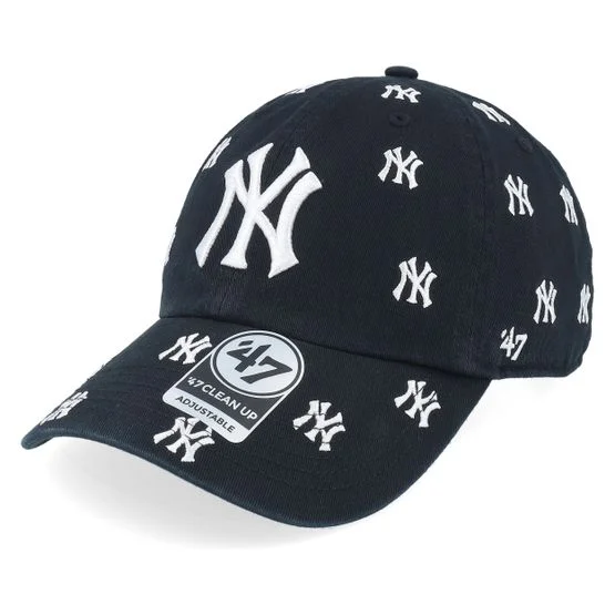 47 Brand - MLB Zwart unconstructed Cap - New York Yankees MLB 47 Clean Up Cap Black Dad Cap @ Hatstore