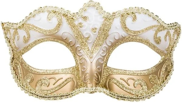 Venedig Felina ögonmask, guld, elastisk, ornament, maskerad, Venedig, karneval, temafest, kostym