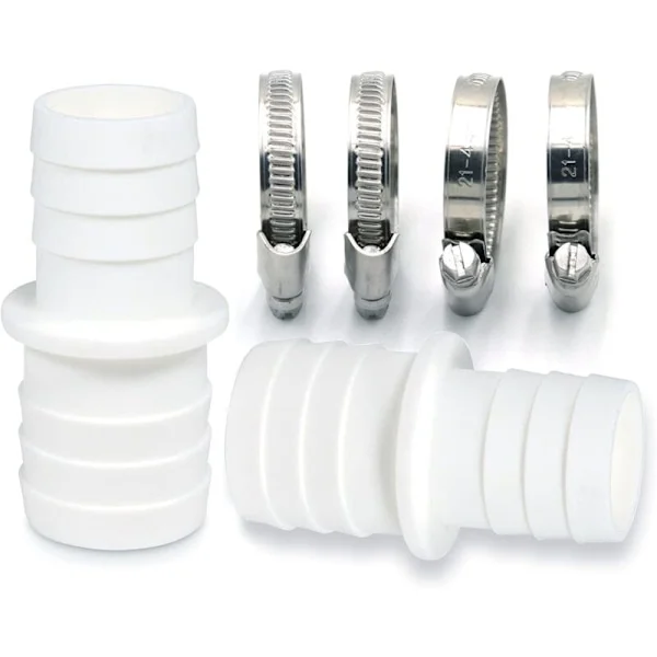[KK] Pack of Hose Connectors with Clamps - Pool Hose Adapter - Double Hose End (2 x 32 to 38mm)