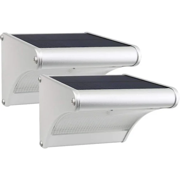450 Lumen 24 LED Solcellelampe med Aluminiumlegeringsskall, Utendørs Vanntett, Radar-bevegelsesdeteksjon, Egnet for Veranda, Hage, Gård, Garasje (2-