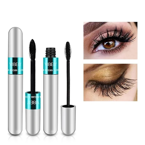 2 in 1 Vibely Mascara 5x Pidempi Vedenkestävä Kosmetiikka Luonnolliseen Pituuden ja Paksuuden Lisäämiseen Ei Ryhmittelyä 4D Silk Fiber Mascara