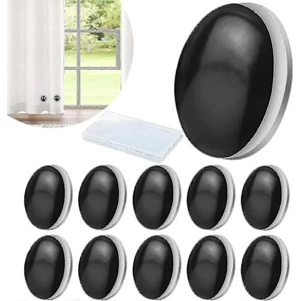10 kpl magneettisia verhopainoja, vahvat magneettiset suihkuverhopainot, raskaat verhopainot pohjaan, ei ompelua, musta