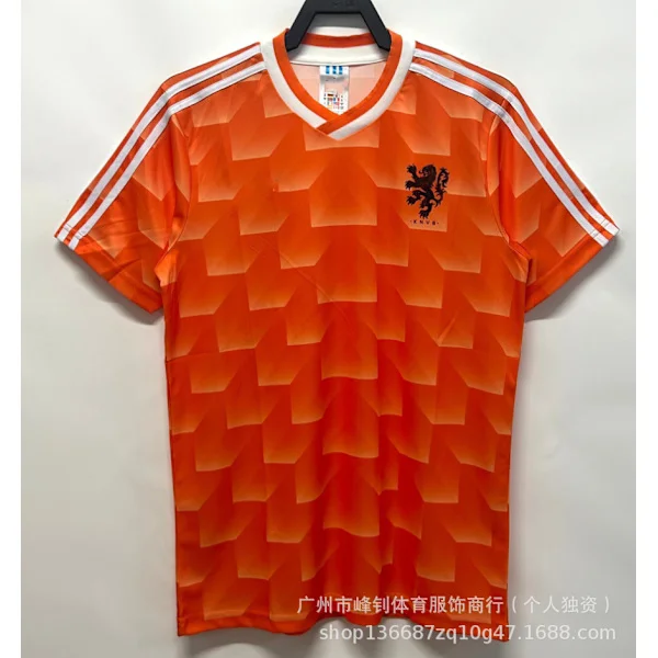 VM Retro Fotballtrøye Vintage Fotballskjorte Klassisk Fanversjon Sportsuniform*L*1988 Nederlandsk treningstøy
