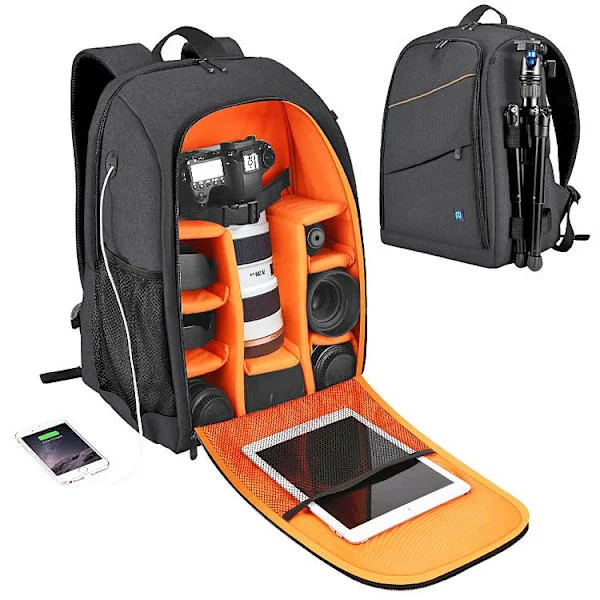 Large Capacity SLR Camera Shoulder Backpack, Waterproof Photography Bag / Camera Bag - Camera Accessories Backpack Black