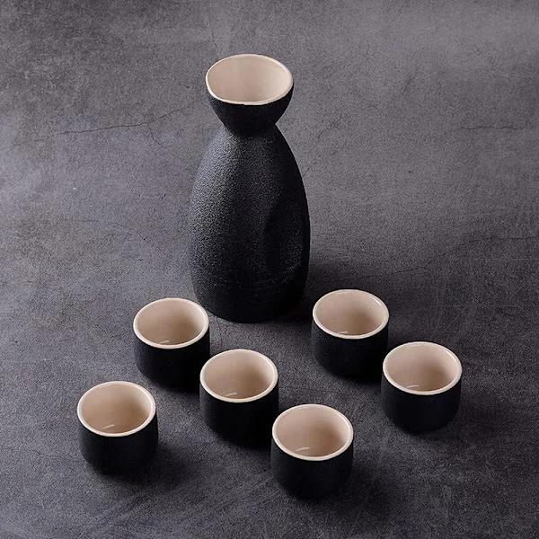 Retro keramisk sakekanne og koppsett Japansk sake sett hjemmekjøkken vin kanne vin kopp drikkevarer