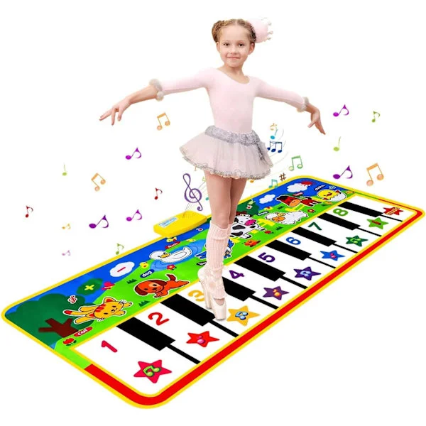 Pianomatte, Stor Musikkmatte for Barn, Berøringsspill Musikkmatte, Piano Gulvmatte, Dansematte, Leker for Barn, Gutter, Jenter, Småbarn (135 × 58 cm)