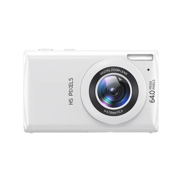 Multifunktionel musik- og rejsekamera til rejser, vlogging og selfies - 64MP fotos, 4K video, indbygget MP3, 1200mAh batteri, kompakt PC+ABS design Wh