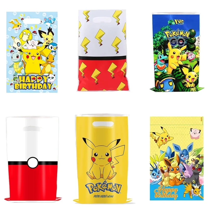 AliExpress - Sacs cadeaux Pokemon figurines Pokemon Goody sacs cadeau d'anniversaire sacs en peluche cadeaux Pikachu pour les invités enfants 