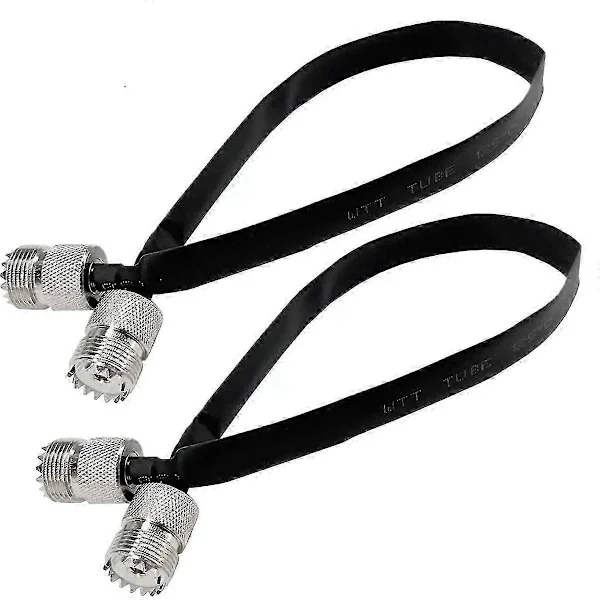 2 stk - 20 cm RF koaksialkabel vindu/dør gjennomføring flat kabel, SO239 UHF hunn til hunn hannkontakt [DB]