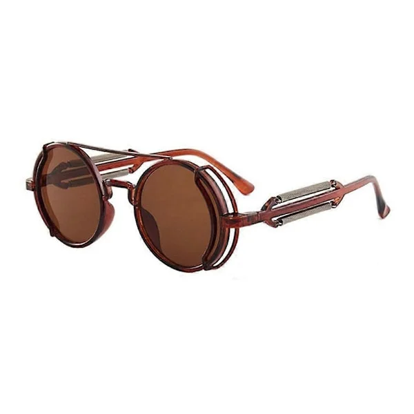 Solglasögon Runda Polariserade Metallram Cirkel Färgade Linser Solglasögon UV400 Unisex Gotisk Sommar Utomhus Strand Glasögon, te-ställ te-tabletter