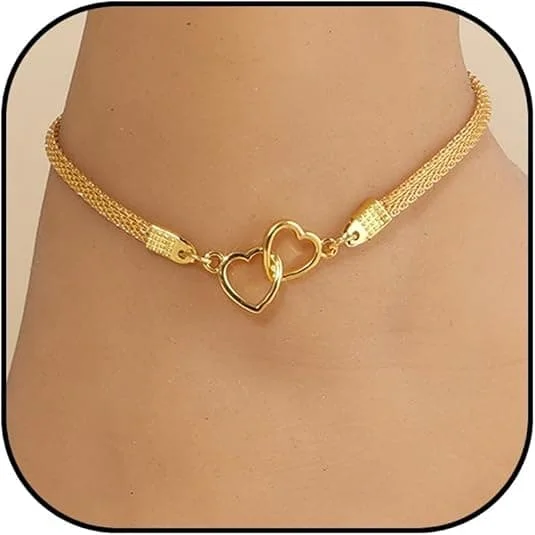 Ankelkæder til kvinder Hjerte Ankelkæde Tennis Rhinestone Ankelkæde Strand Sommer Fodsmykker Vandtæt Hjerte Tennisarmbånd