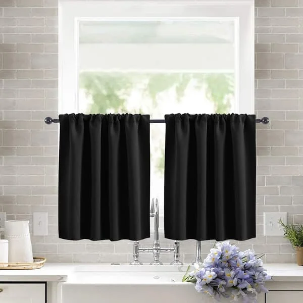 Short Curtains for Bedroom, Gray Half Curtains, Energy Saving