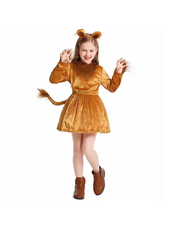 AliExpress - Mädchen Löwin Halloween Party Cosplay Kostüm Dschungel Safari Outfits mit Stirnband für Kostüm mit Tiermotiv Löwe verkleiden