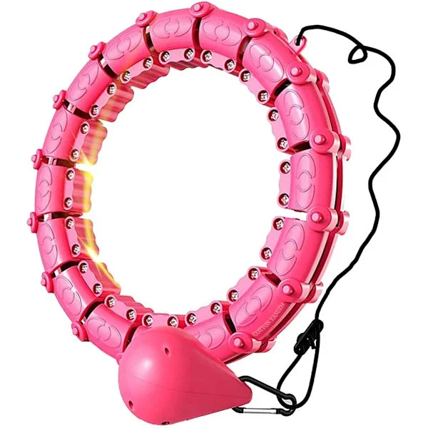 Vektede Smarte Hula Hoop Ringer, Vektet Hula Hoop Med Automatisk Rotasjon Med Glidebryter, Avtakbare Knuter Størrelsesjusterbar Smart Hoola Hoop Rosa