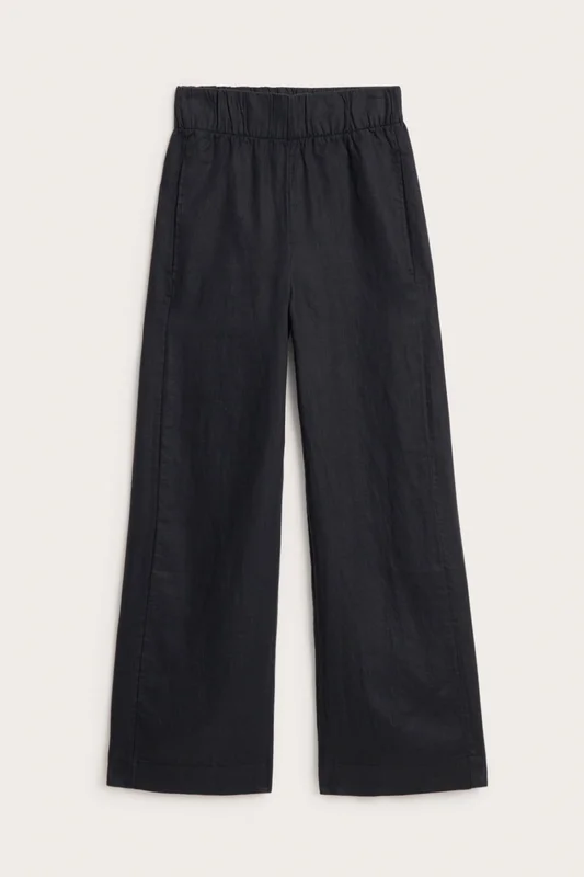 Kappahl | Linnebyxa wide fit Svart M | Dam