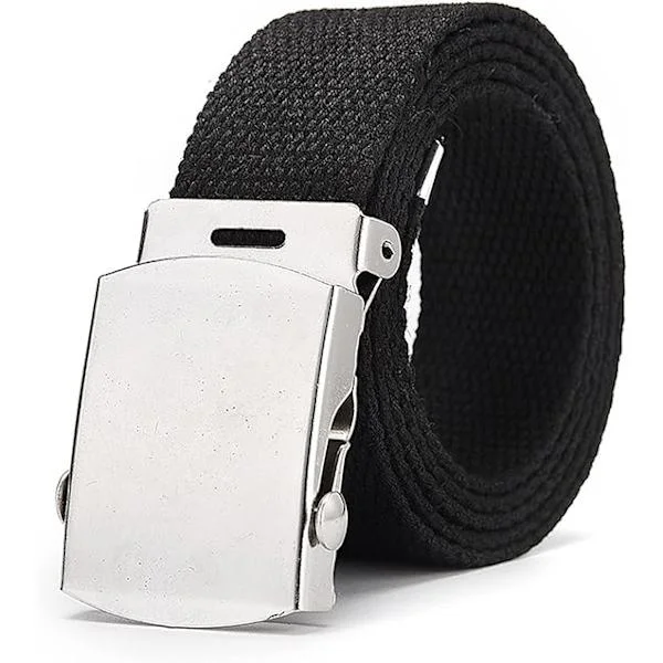 Militärbälte i canvas för utomhusbruk, träningsbälte, militärt unisexbälte, bälte för kvinnor, bälten för jeans (längd 108 cm) (4 stycken)