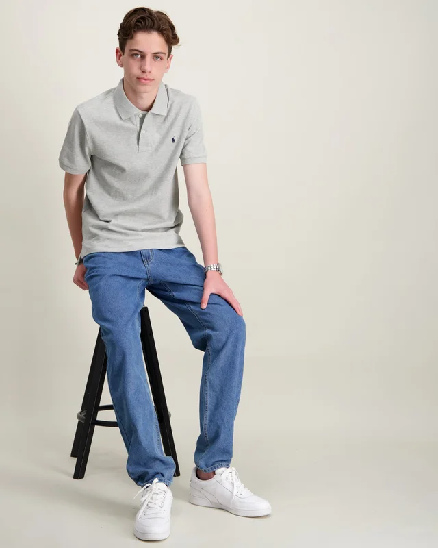 Polo Ralph Lauren Slim Fit Cotton Mesh Polo Shirt Grijs Polo-/rugbyshirts Jongens - Kids Brand Store