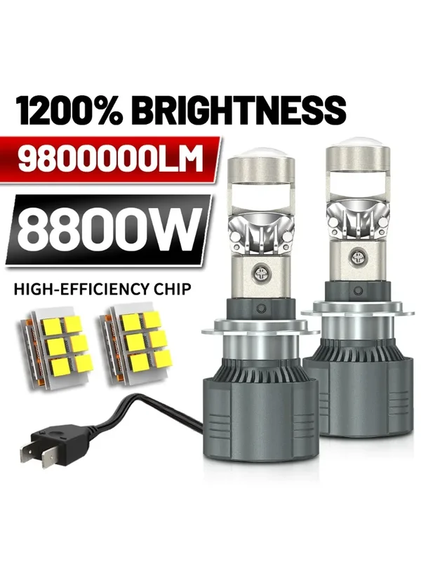 AliExpress - Ampoule LED de projecteur de voiture 8800W 9800000LM H7 H4 H11 Canbus Mini lentille H8 9005 9006 HB3 HB4 6000K Auto Moto Mini lentille
