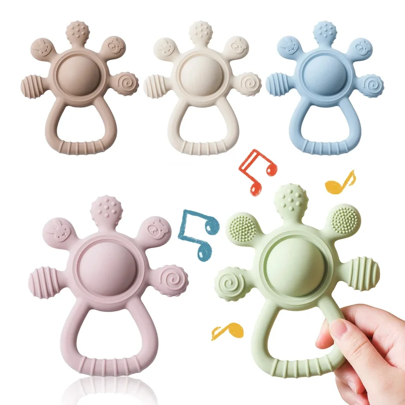 AliExpress - BPA-freier Silikon-Beißring, Lebensmittelqualität, Baby 0–12, Spielzeug, Zahnen, Rassel, sensorisches Spielzeug für Kleinkinder, Silikon-