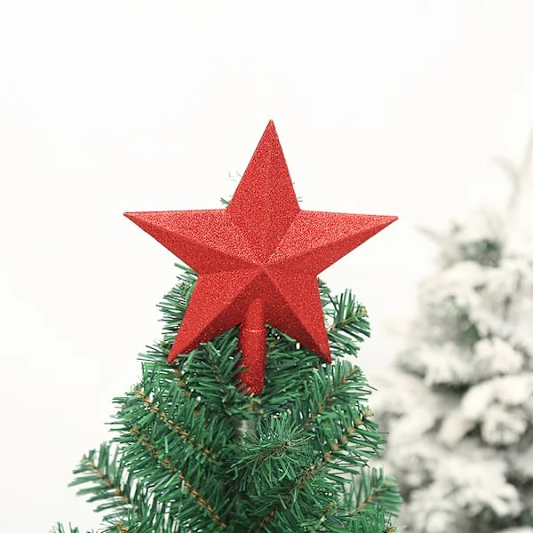 (Red) Shiny Star Christmas Tree Topper Christmas Decoration, Creative