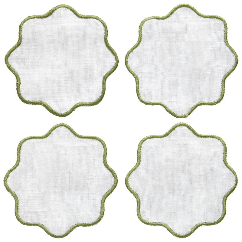 Decotique La Tavola glasunderlägg 4-pack, vit/grön | Dukning & Servering > Brickor & Underlägg > Glasunderlägg | Bagaren och Kocken