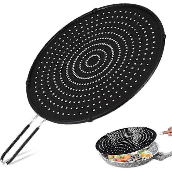 32 cm stänkskydd i silikon för stekpanna, multifunktionella stänkskydd för stekpannor, stänkskydd för matlagning, värmebeständigt stänkskydd