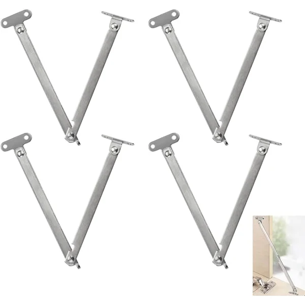 St Silver Rostfritt Stål Stöd Gångjärn Vikbara Flikgångjärn Justerbara Dörrgångjärn Skåp Garderob 232mm för Möbel Dörrlyft Garderob Fönster