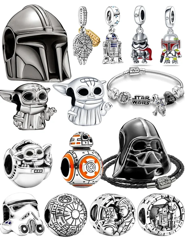 AliExpress - Breloques en argent sterling 925 TOP Stars Warsries Yoda Mandalorian Helmet, compatibles avec les bracelets originaux pour femmes, bijoux