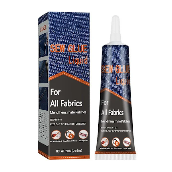 Textillim Sömnadslim 50ml, Omedelbar Sömnadslim Bindningsvätska, Snabbtorkande Multifunktionellt Textillim, Textillim för Kläder Permanent Tvättbart