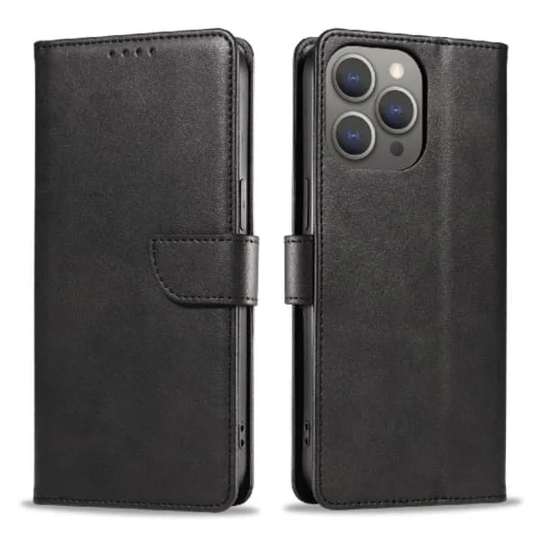 iPhone 16 Pro Max Plånboksfodral Läder - Svart