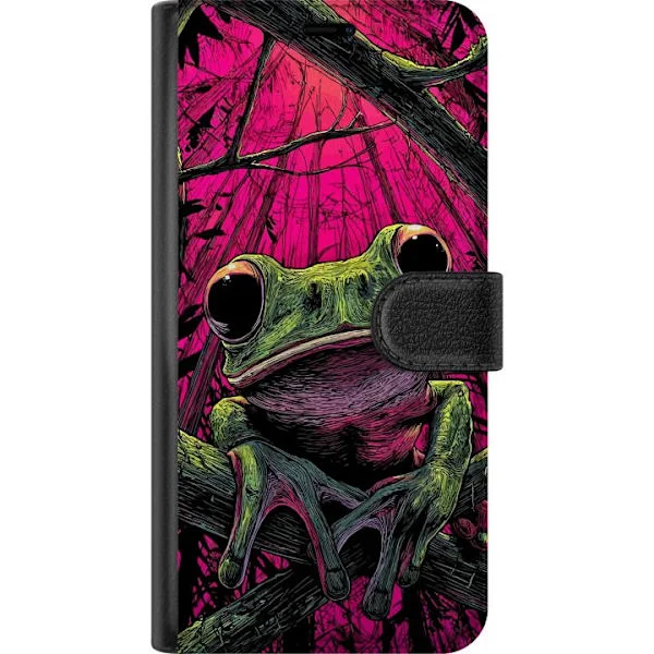 Kompatibelt Lommeboketui til Xiaomi Redmi Note 13 Pro Fargerikt froskeillustrasjon i neonrosa skogmiljø med detaljert fantasyfølelse