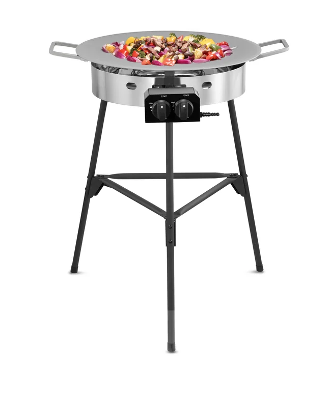 Austin and Barbeque AABQ - Gas Griddle Set Stainless Handle - 58 cm - Stekhäll med dubbla gasolbrännare, 58 cm
