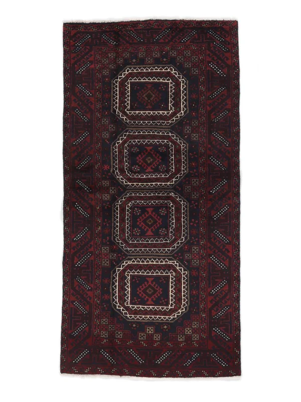 Tappeto Beluch 93X189 Nero (Lana, )