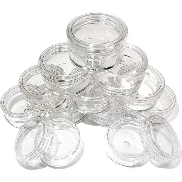 12 små genomskinliga runda reseprover burkar 5 ml tomma plast kosmetiska burkar med lock, genomskinliga runda mini bärbara kosmetiska behållare för 