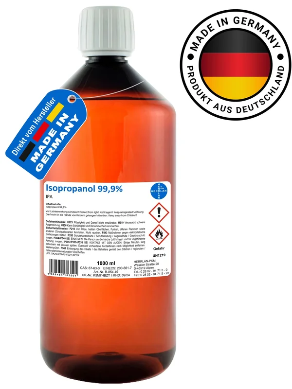 AliExpress - HERRLAN Isopropanol 99,9% – 1000 ml Reinigungsalkohol & Fettlöser - Rückstandsfrei & geruchslos - Made in Germany