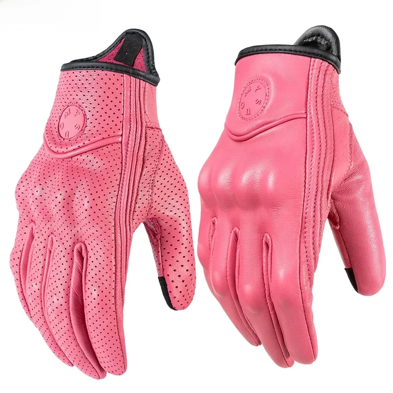 AliExpress - SUOMY Lady Rosa Retro Leder Motorradhandschuhe Damen Touchscreen Motocross Handschuhe Hartschale Schutz Motorradhandschuh XS-L