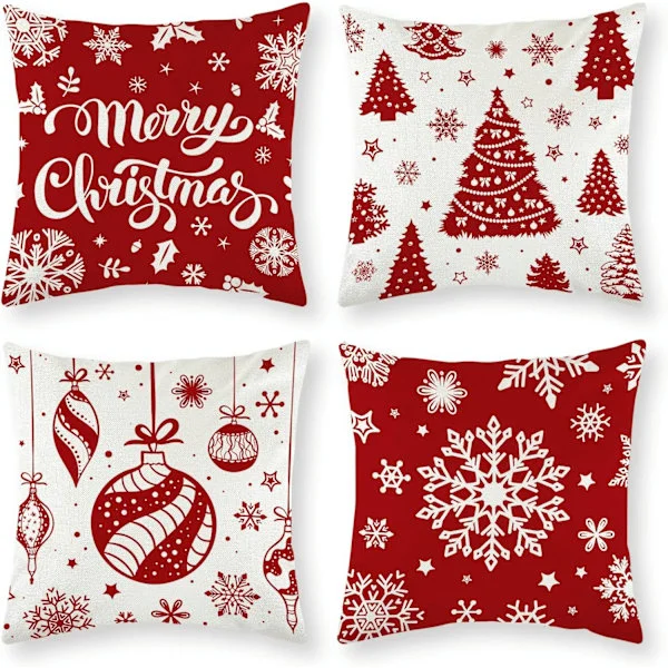 Joulu tyynynpäällinen neliömäinen päiväpeitto tyynynpäällinen lumihiutale tyynynpäällinen joulukuusi tyynynpäällinen - 18 x 18 tuumaa (tyyny ei 