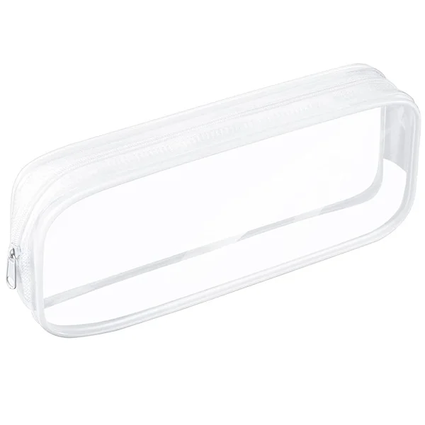 【DENGTU】Transparent Pencil Case, Clear Pencil Pouch for Exams, Waterproof PVC Zipper Bag for Cosmetics, Travel Toiletry Makeup Bag